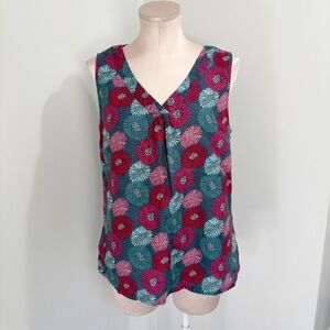 Seasalt Cornwall Phormium Linen Floral Top Vest Size 8 Size Medium Floral Tank